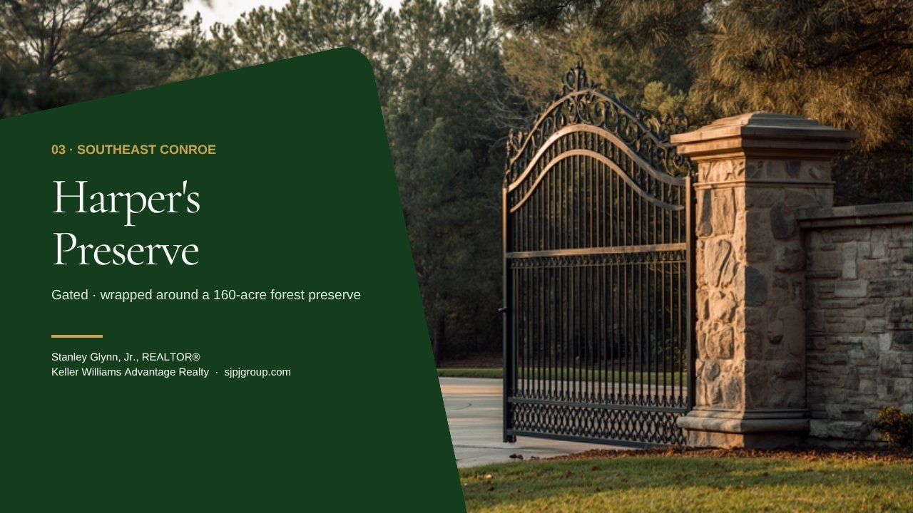 Harper's Preserve, Conroe TX — gated community around a 160-acre forest preserve