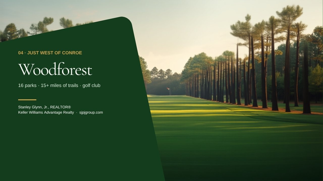 Woodforest, Montgomery County TX — parks, trails and golf club west of Conroe
