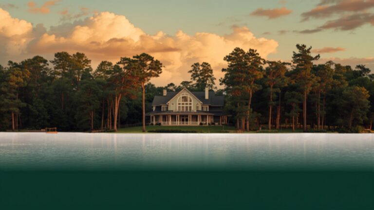Lakeside home at golden hour — Conroe, TX