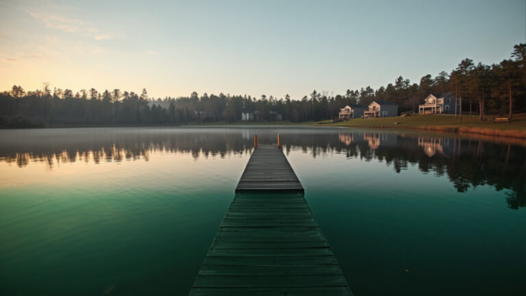 Lake dock at sunrise — Willis, TX